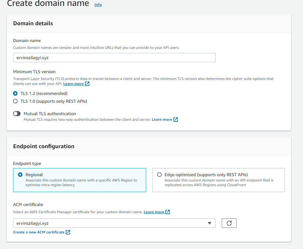 Create Domain Name Settings