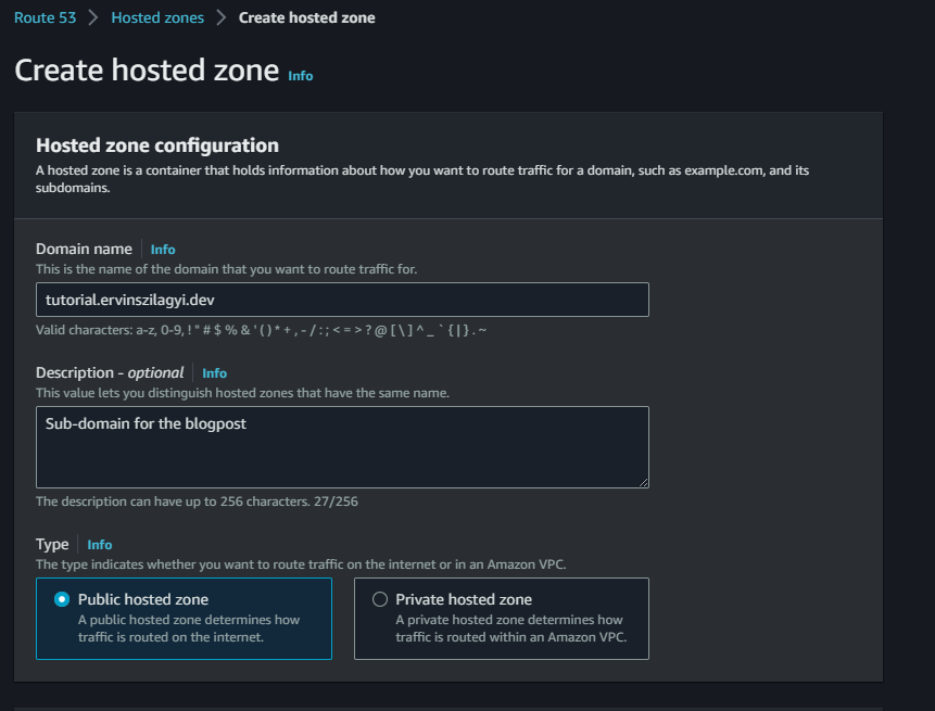 Create Hosted Zone for the Sub-Domain