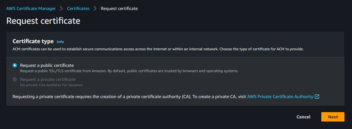 Request TLS Certificate